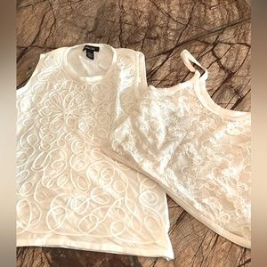 2 pretty cream camisoles. Dolce Cabo and Victoria Secret.